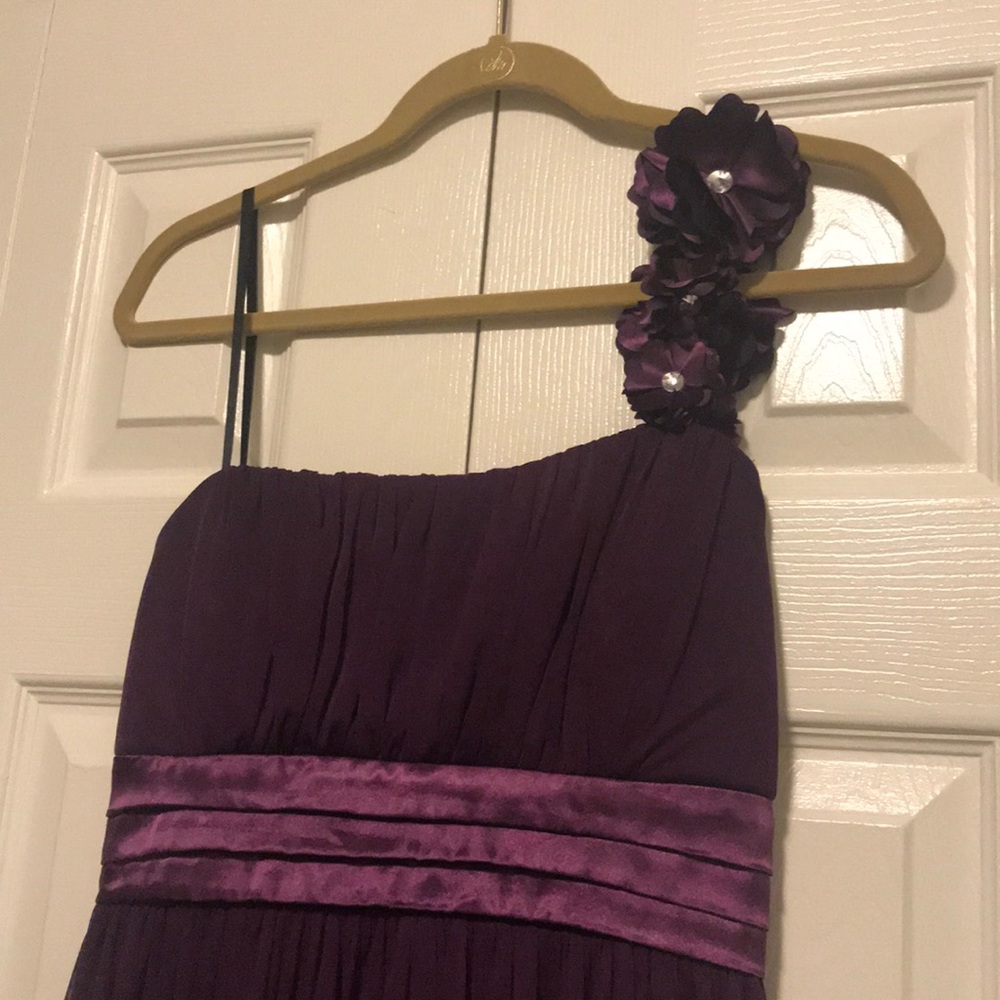 Dark purple one shoulder dress
